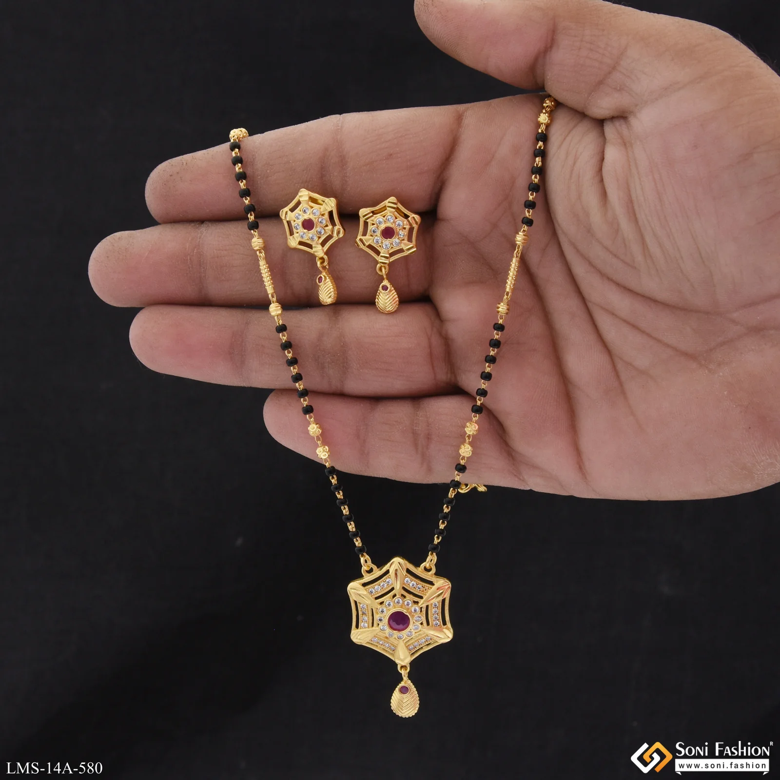 Superior Quality Gold Plated Mangalsutra Set for Women - Style A580 - Image 2