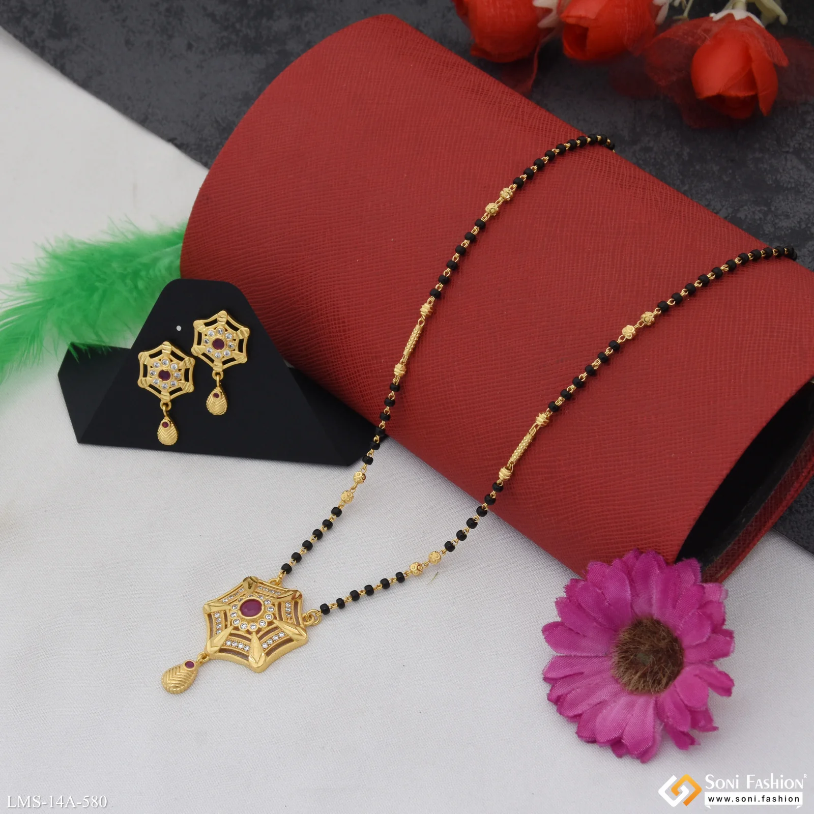 Superior Quality Gold Plated Mangalsutra Set for Women - Style A580 - Image 3
