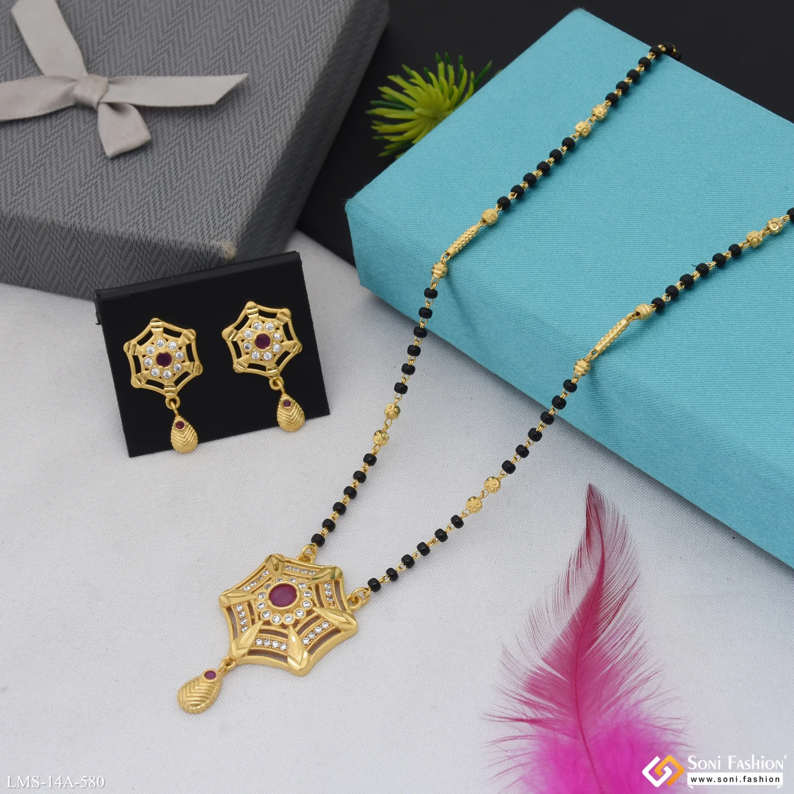 Superior Quality Gold Plated Mangalsutra Set for Women - Style A580 - Image 5