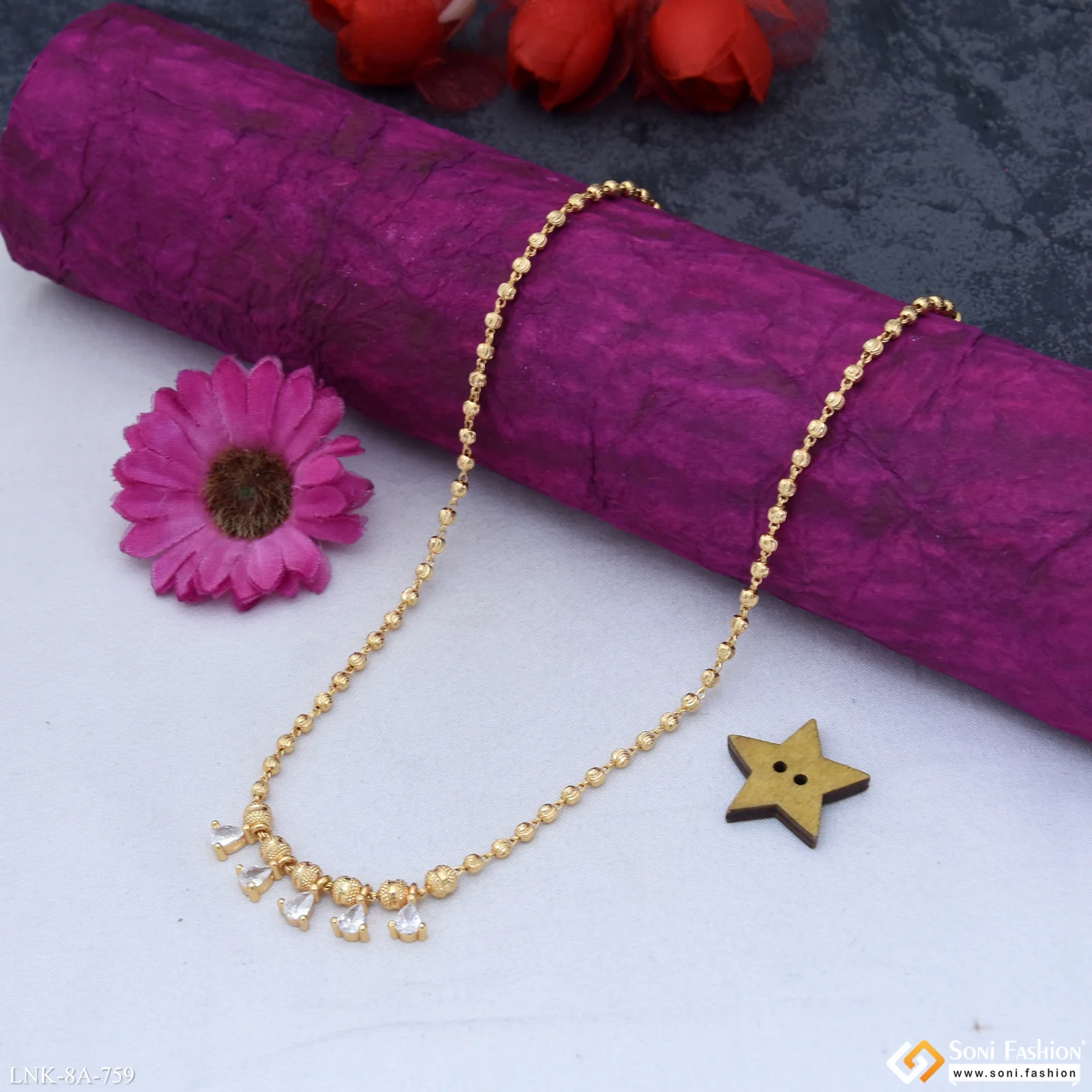 Superior Quality Gold Plated Necklace for Ladies - Style A759 - Image 3