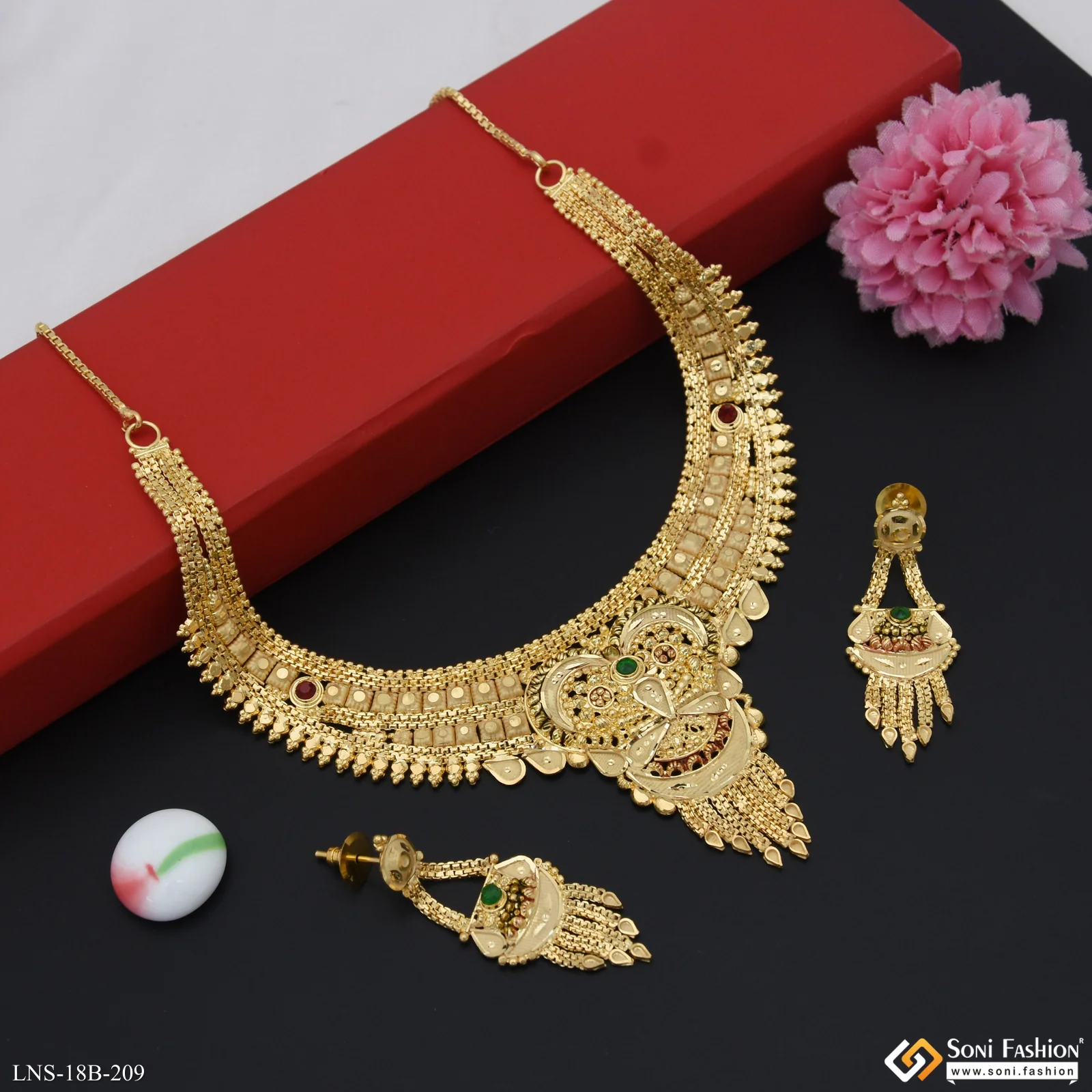Superior Quality Gold Plated Necklace Set for Women - Style B209 - Image 3