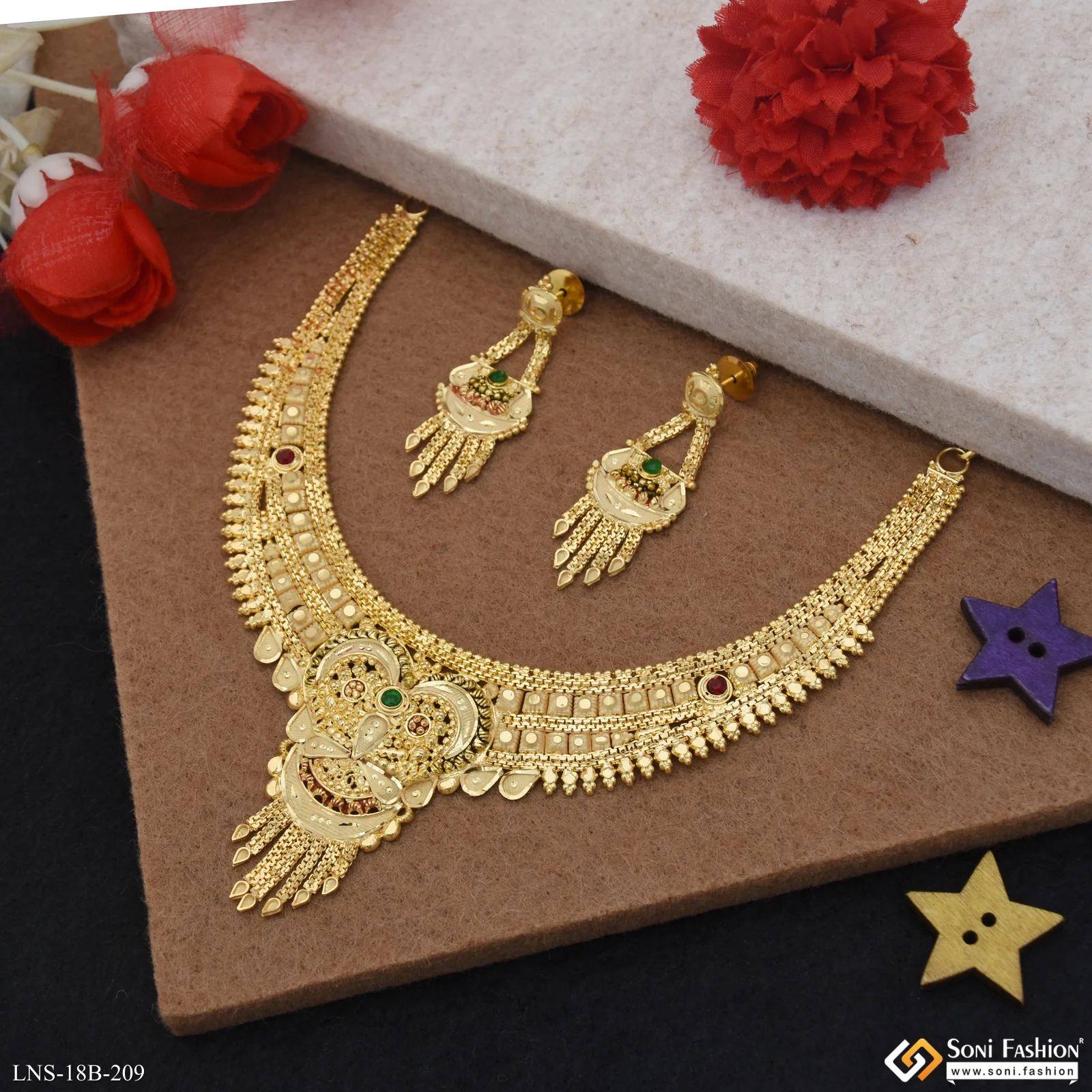 Superior Quality Gold Plated Necklace Set for Women - Style B209 - Image 4