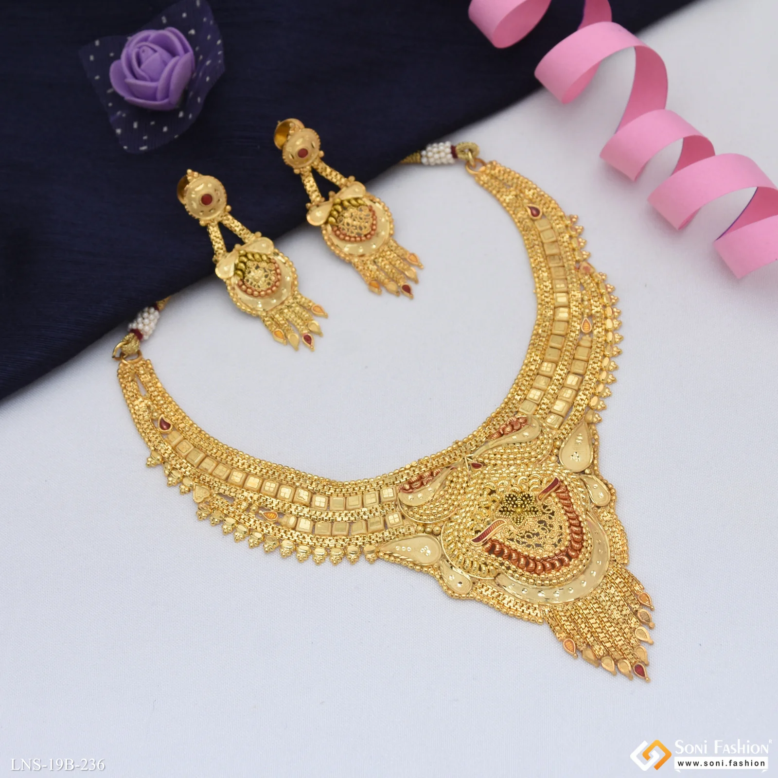 Superior Quality Gold Plated Necklace Set for Women - Style B236 - Image 4