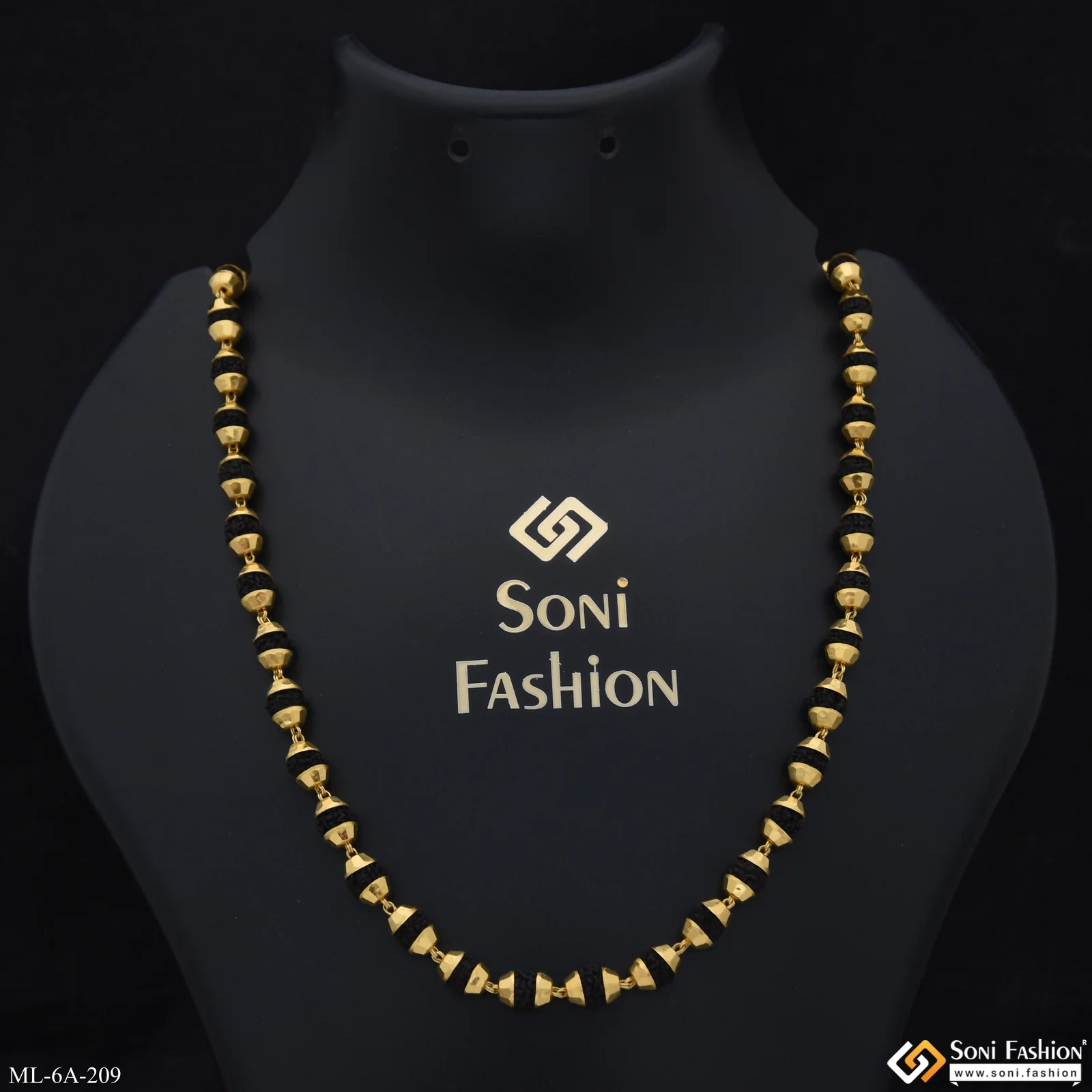 Superior Quality Gold Plated Rudraksha Mala for Men - Style A209 - Image 2