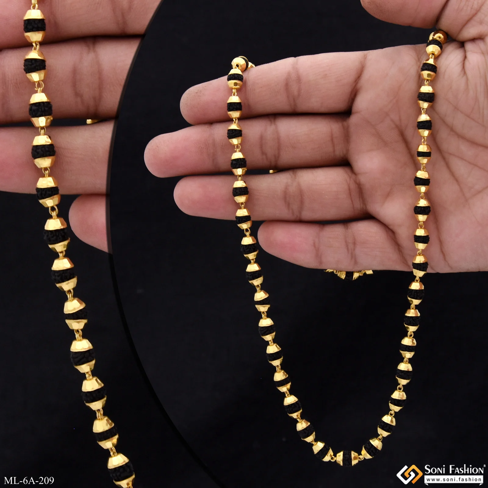 Superior Quality Gold Plated Rudraksha Mala for Men - Style A209 - Image 3