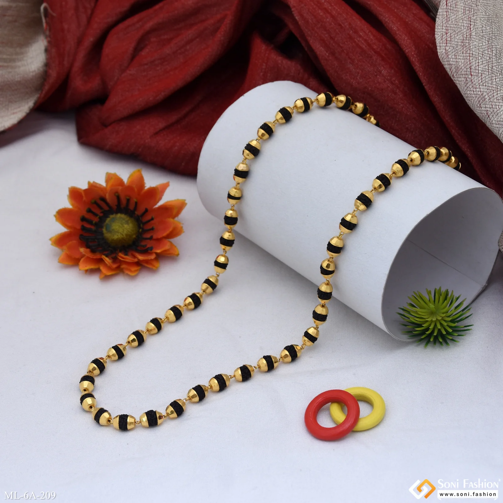 Superior Quality Gold Plated Rudraksha Mala for Men - Style A209 - Image 4