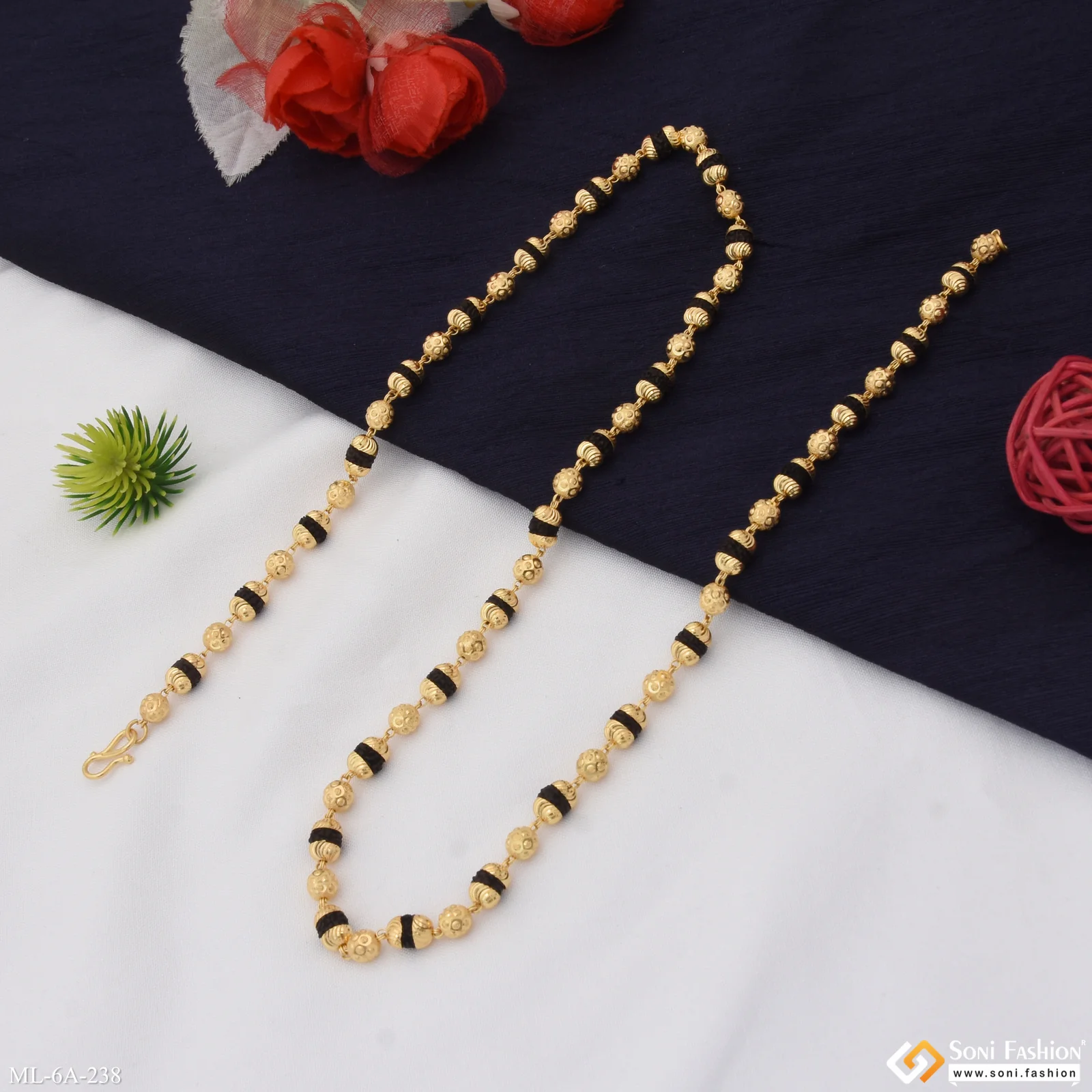Superior Quality Gold Plated Rudraksha Mala For Men - Style A238 - Image 4