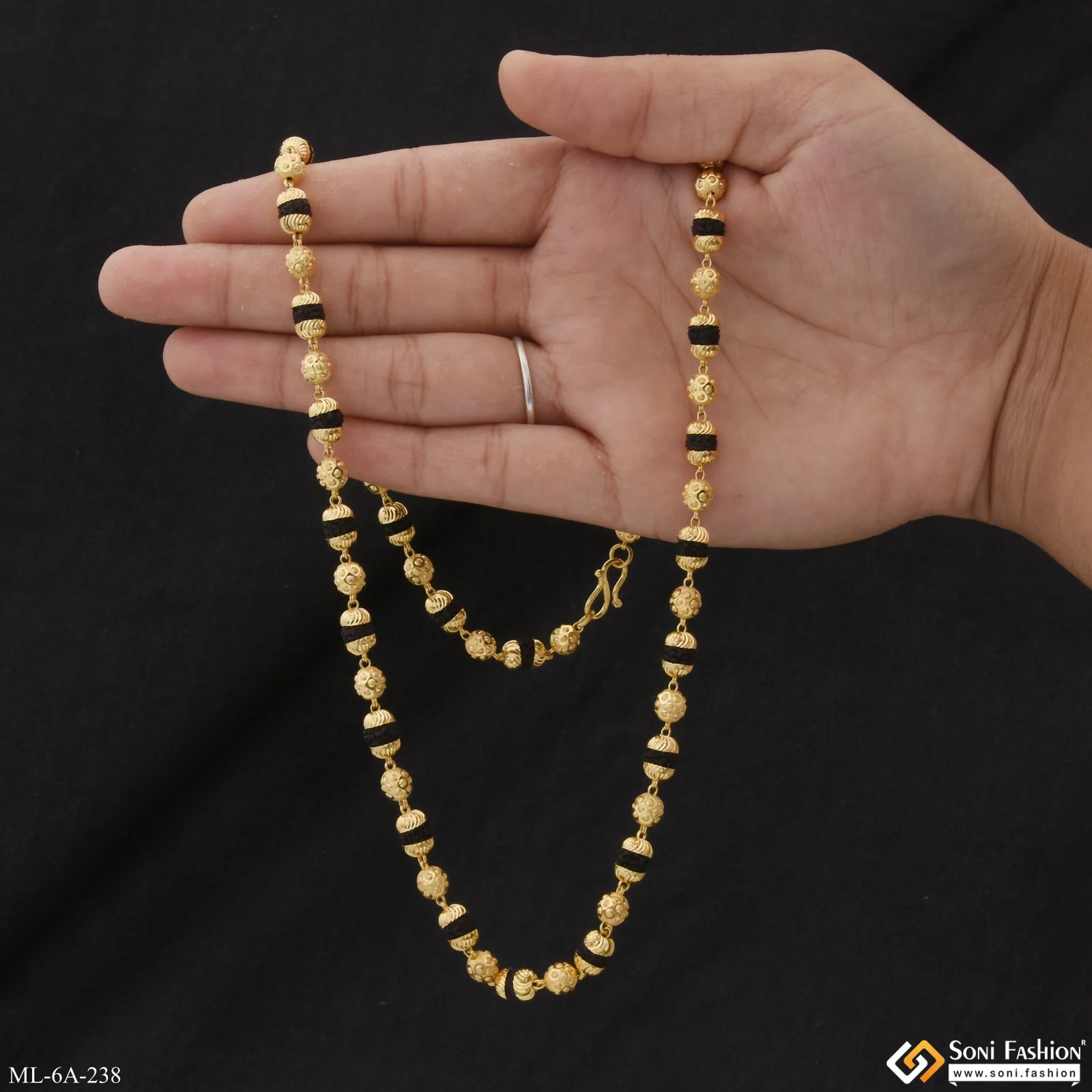 Superior Quality Gold Plated Rudraksha Mala For Men - Style A238 - Image 5