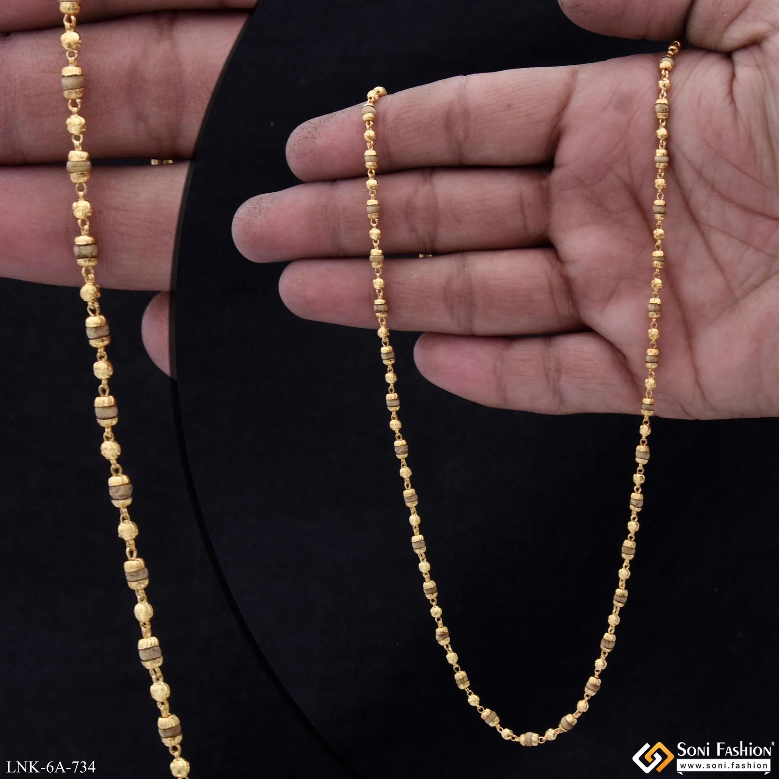 Superior Quality Gold Plated Tulsi Mala for Women - Style A734 - Image 2