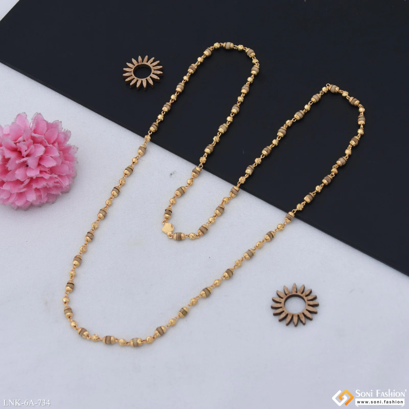 Superior Quality Gold Plated Tulsi Mala for Women - Style A734 - Image 5