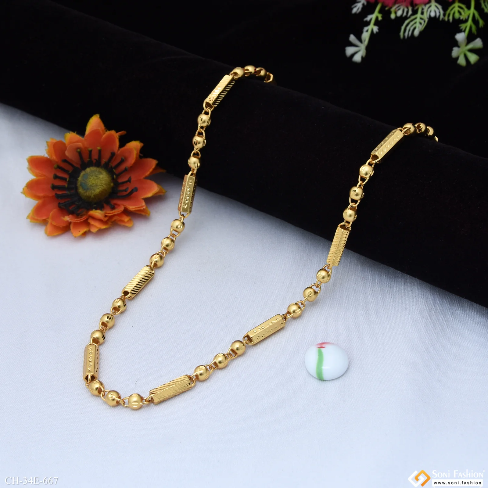 Superior Quality Gorgeous Design Gold Plated Pipe Chain for Men - Style E667 - Image 3