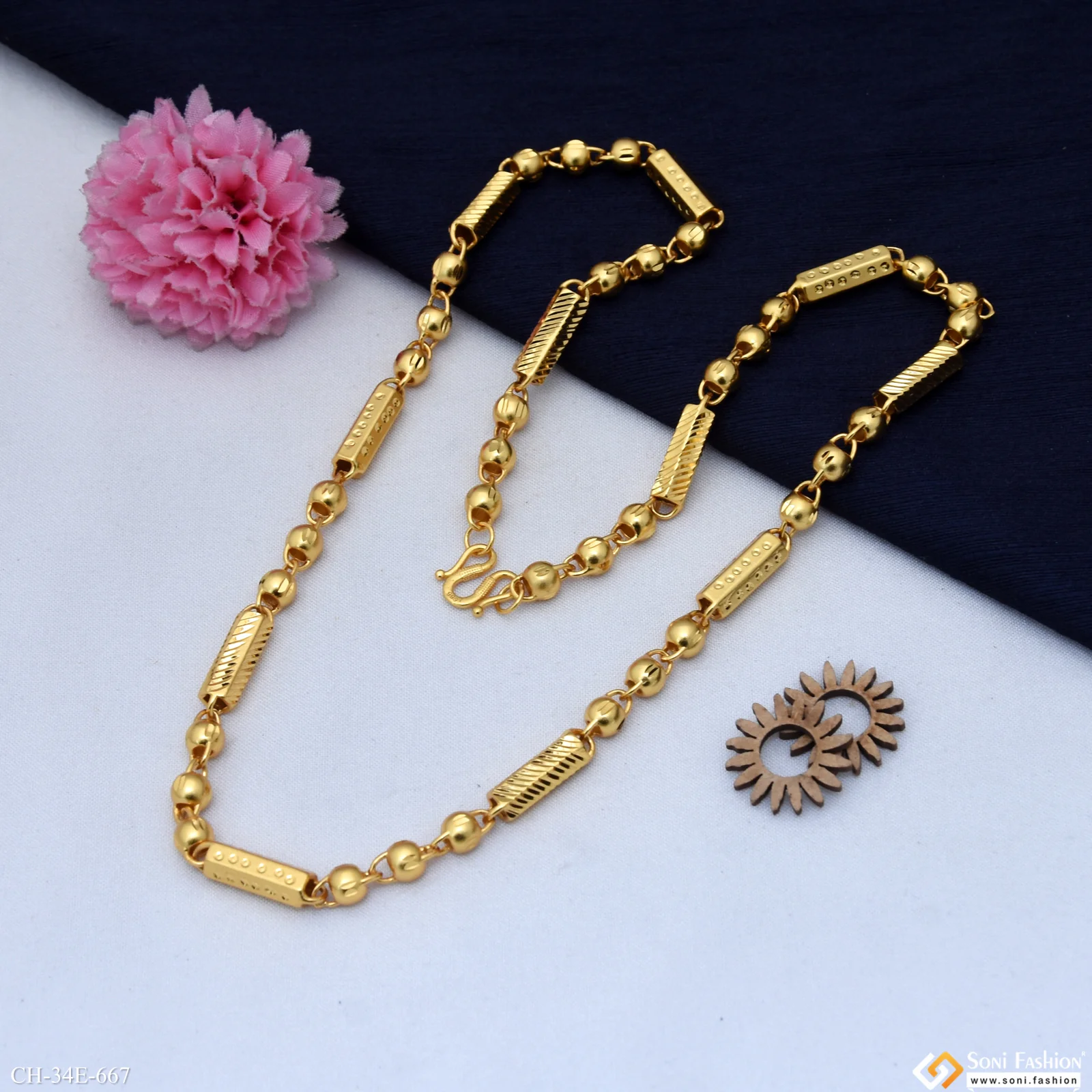 Superior Quality Gorgeous Design Gold Plated Pipe Chain for Men - Style E667 - Image 5