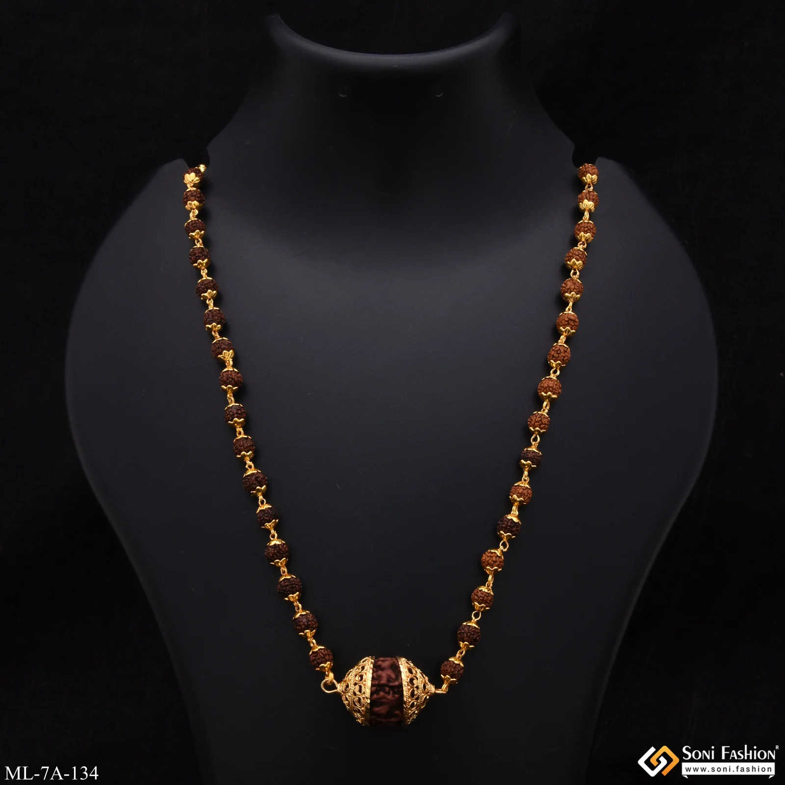 Superior Quality Gorgeous Design Gold Plated Rudraksha Mala for Men - Style A134 - Image 2