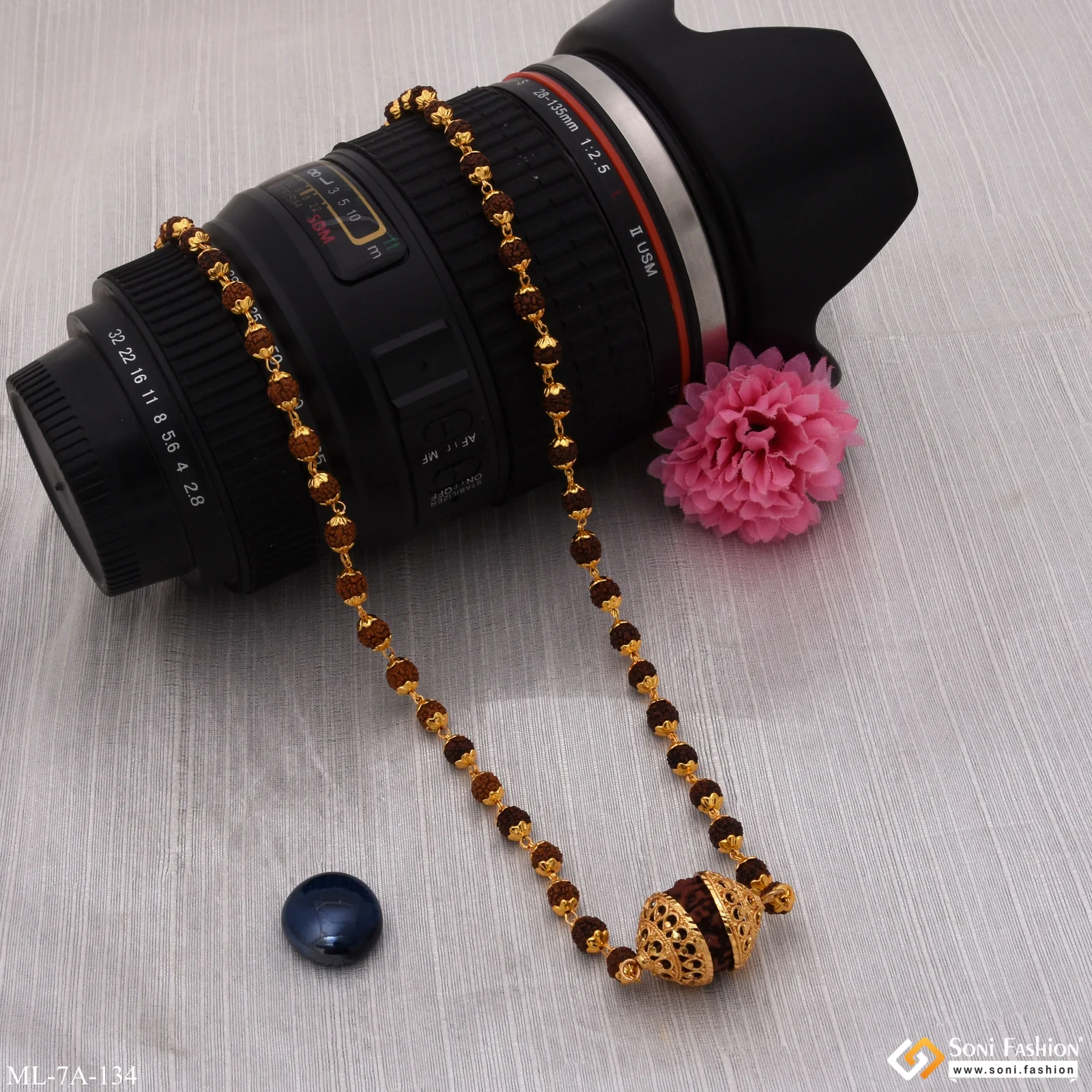 Superior Quality Gorgeous Design Gold Plated Rudraksha Mala for Men - Style A134 - Image 6