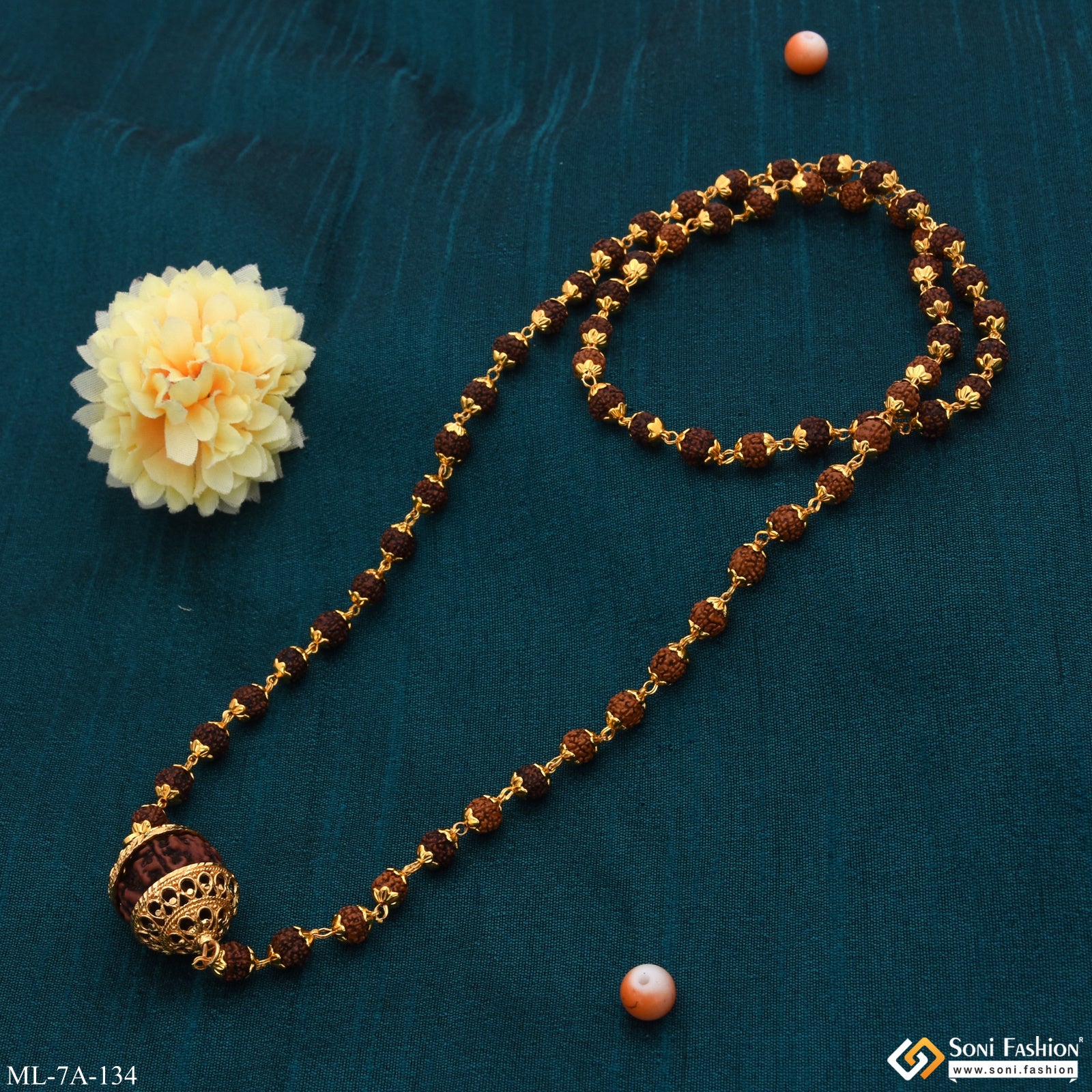 Superior Quality Gorgeous Design Gold Plated Rudraksha Mala for Men - Style A134 - Image 7
