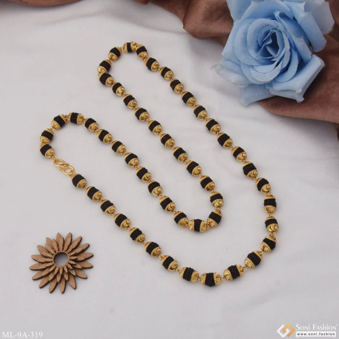 Superior Quality Gorgeous Design Gold Plated Rudraksha Mala for Men - Style A319 - Image 6