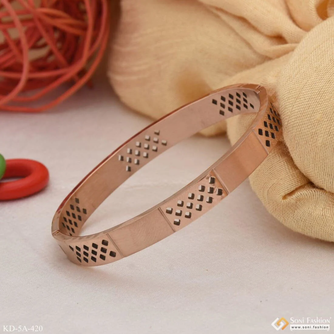 Superior Quality Graceful Design Rose Gold Kada For Men - Style A420 - Image 3