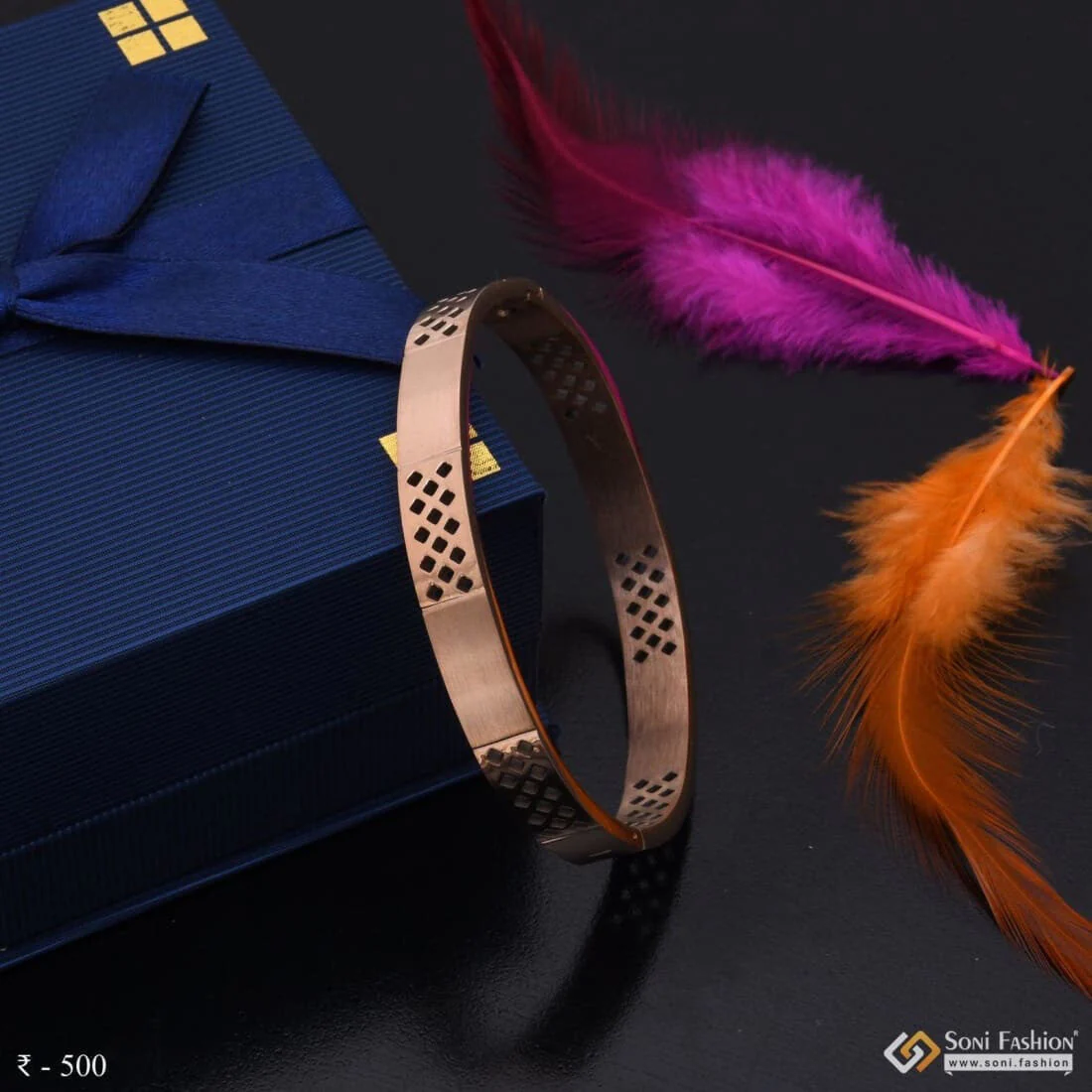 Superior Quality Graceful Design Rose Gold Kada For Men - Style A420 - Image 4
