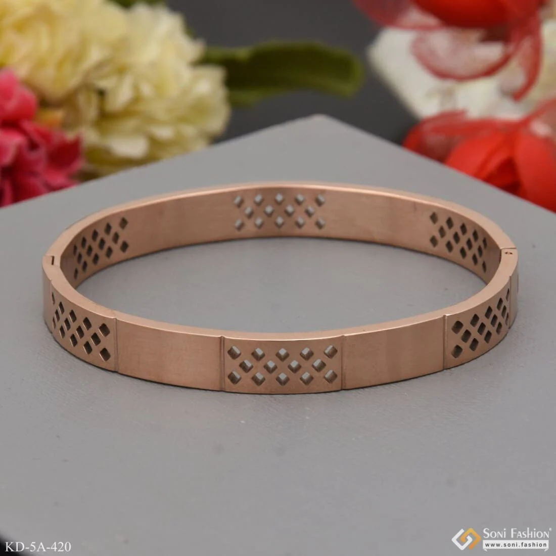 Superior Quality Graceful Design Rose Gold Kada For Men - Style A420 - Image 6