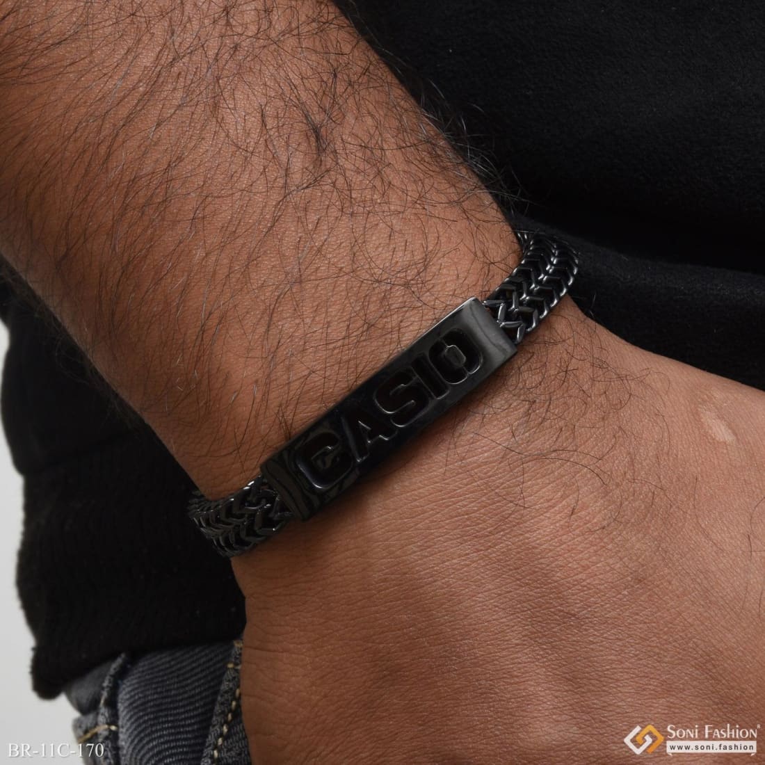 Superior Quality Hand-Crafted Design Black Color Bracelet for Men - Style C170 - Image 2