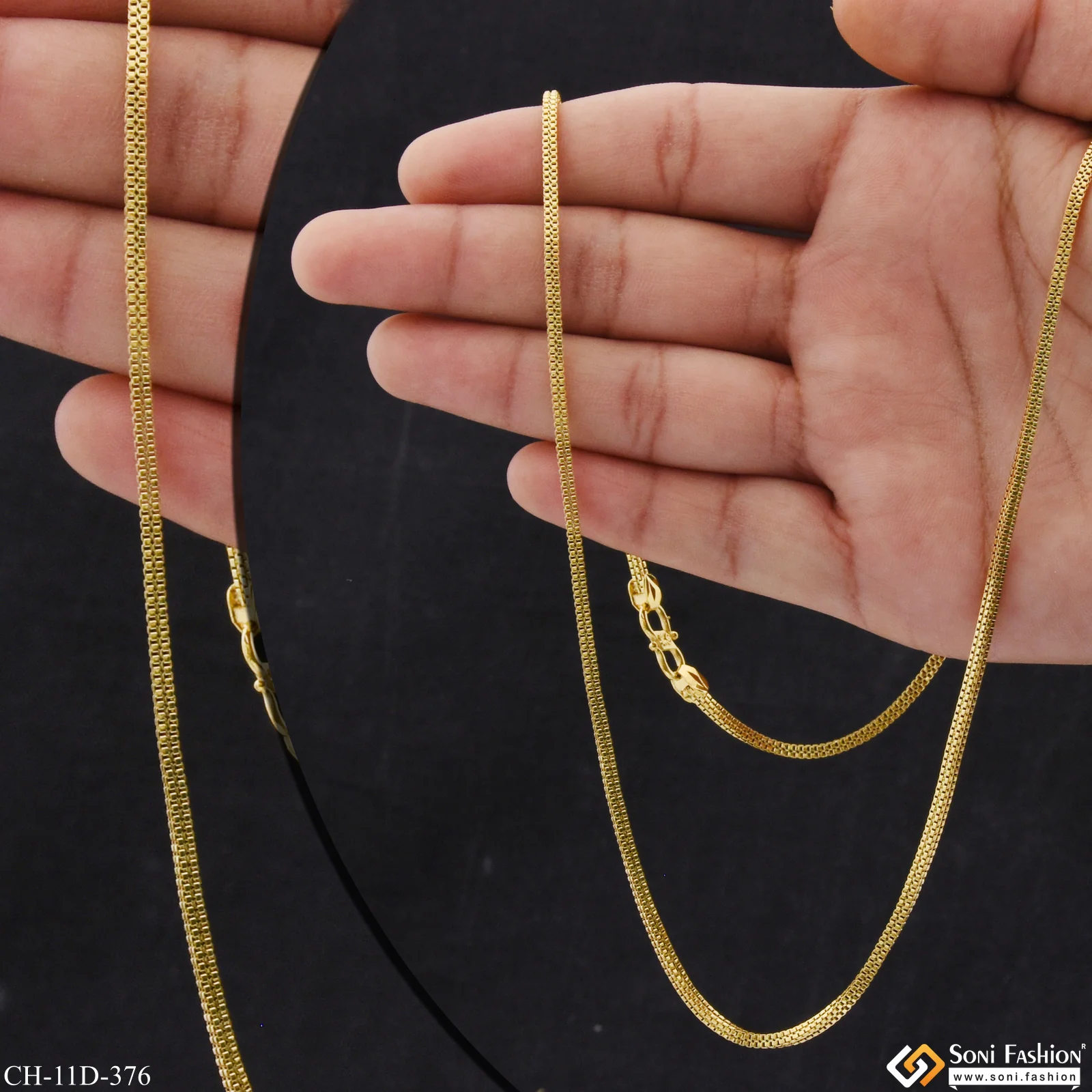Superior Quality Hand-Crafted Design Gold Plated Chain for Men - Style D376 - Image 3