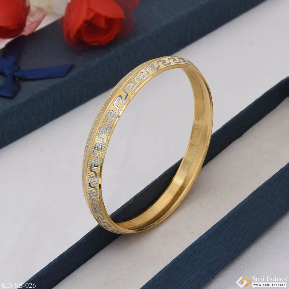 Superior Quality Hand-Crafted Design Gold Plated Punjabi Kada for Men - Style B026 - Image 5