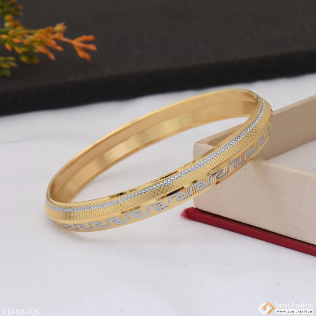 Superior Quality Hand-Crafted Design Gold Plated Punjabi Kada for Men - Style B026 - Image 6