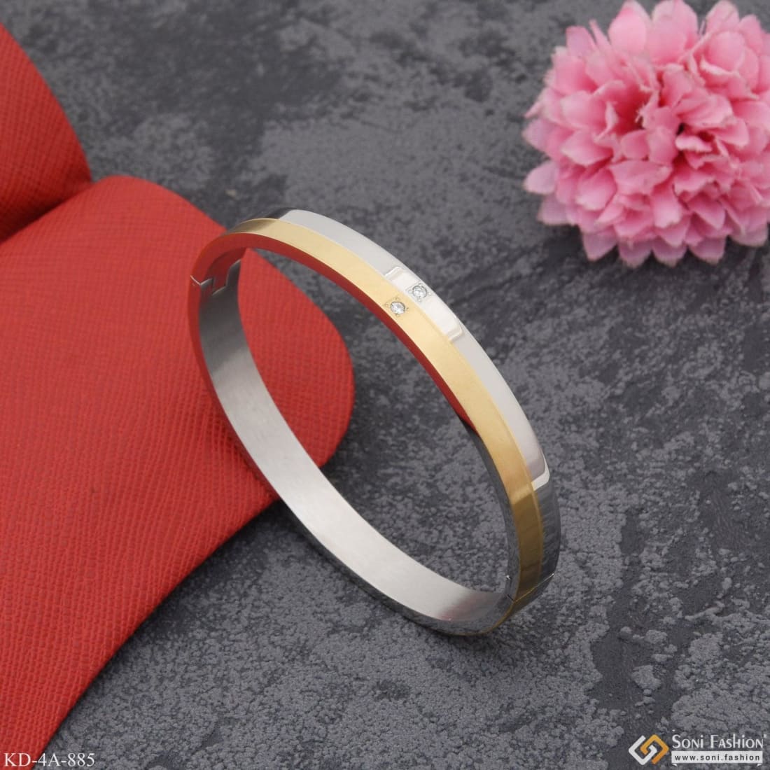 Superior Quality Hand-Crafted Design Golden Color Kada for Men - Style A885 - Image 4