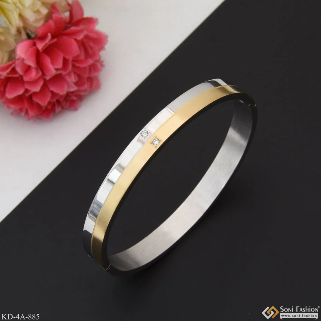 Superior Quality Hand-Crafted Design Golden Color Kada for Men - Style A885 - Image 5