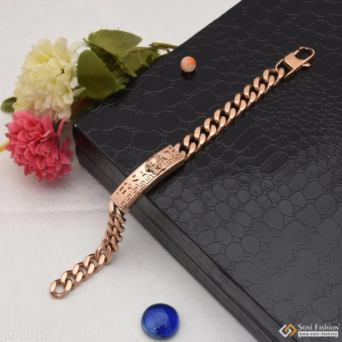 Superior Quality Hand-crafted Design Rose Gold Bracelet For Men - Style C151 - Image 4