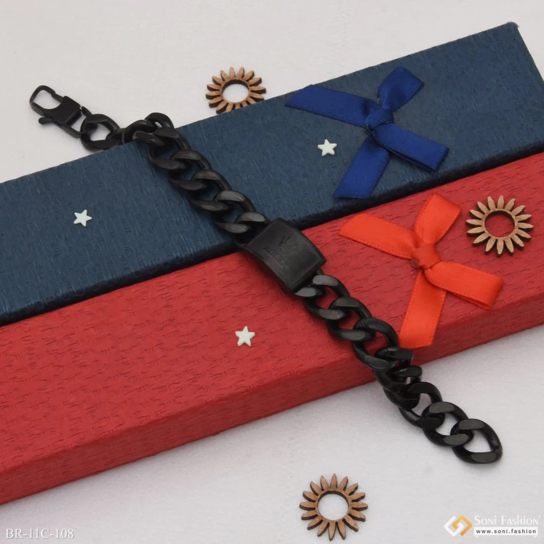 Superior Quality Hand-Finished Design Black Color Bracelet for Men - Style C108 - Image 2