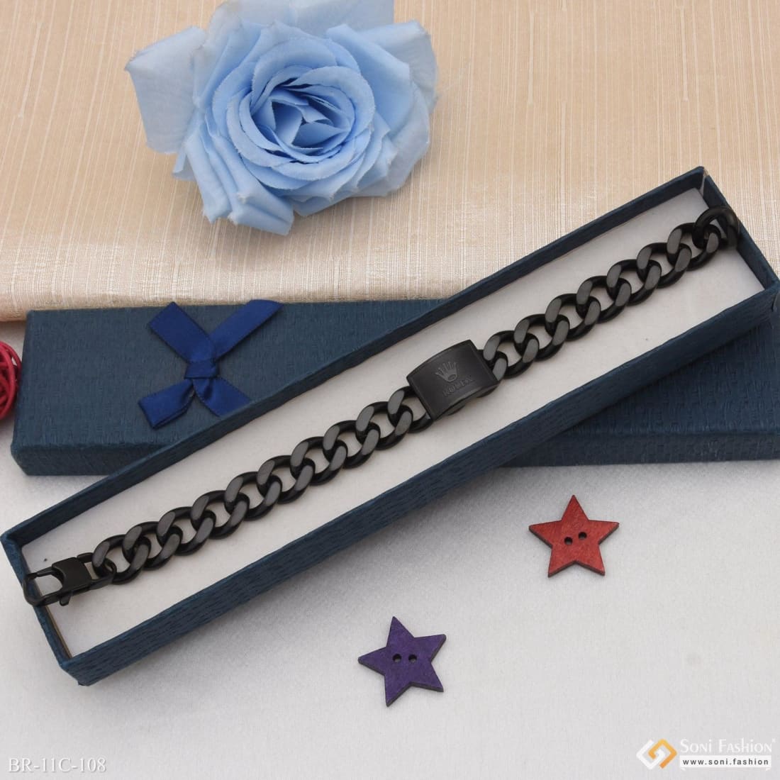 Superior Quality Hand-Finished Design Black Color Bracelet for Men - Style C108 - Image 3