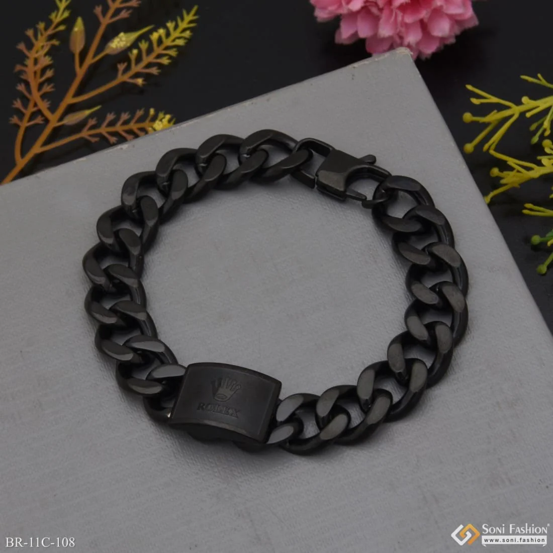 Superior Quality Hand-Finished Design Black Color Bracelet for Men - Style C108 - Image 4