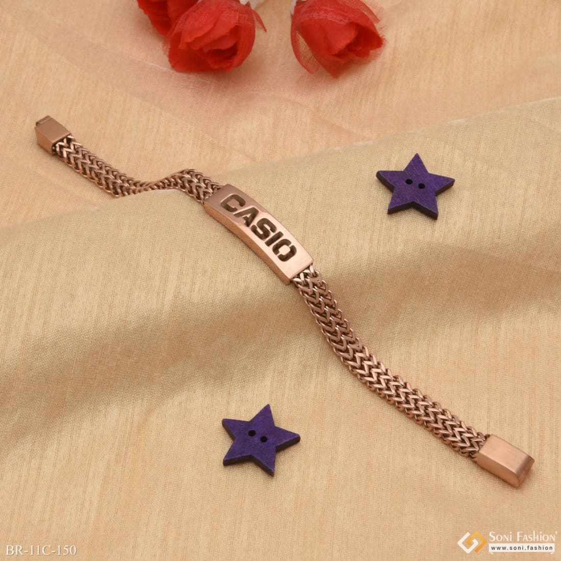 Superior Quality Hand-Finished Design Rose Gold Bracelet for Men - Style C150 - Image 3