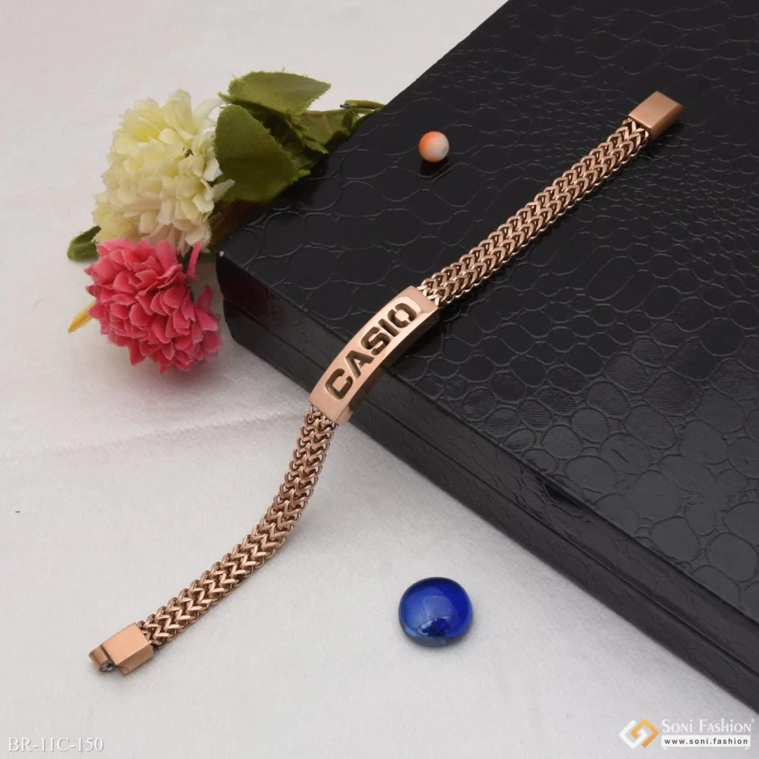 Superior Quality Hand-Finished Design Rose Gold Bracelet for Men - Style C150 - Image 4