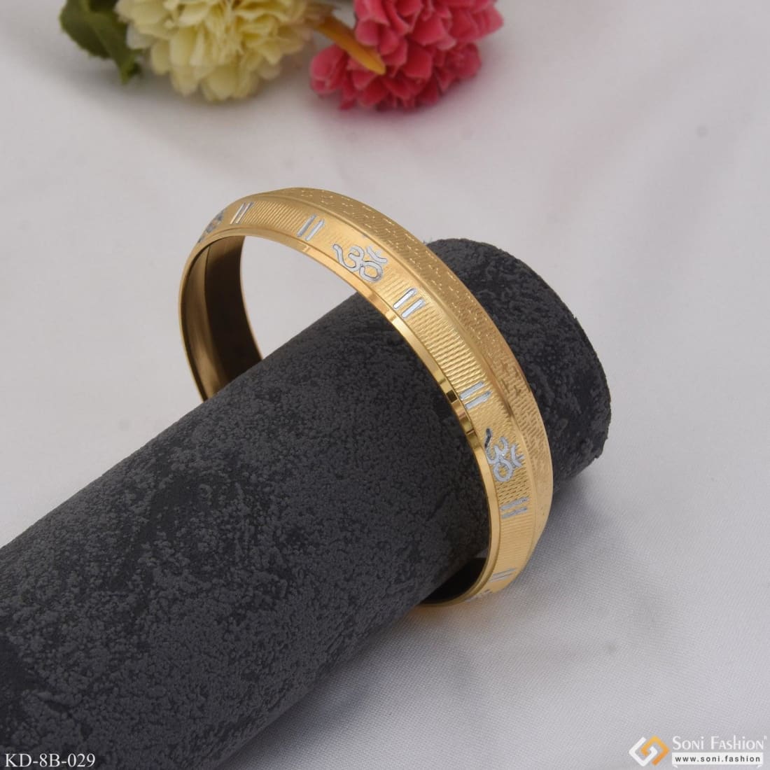Om Superior Quality High-Class Design Gold Plated Punjabi Kada for Men - Style B029 - Image 4
