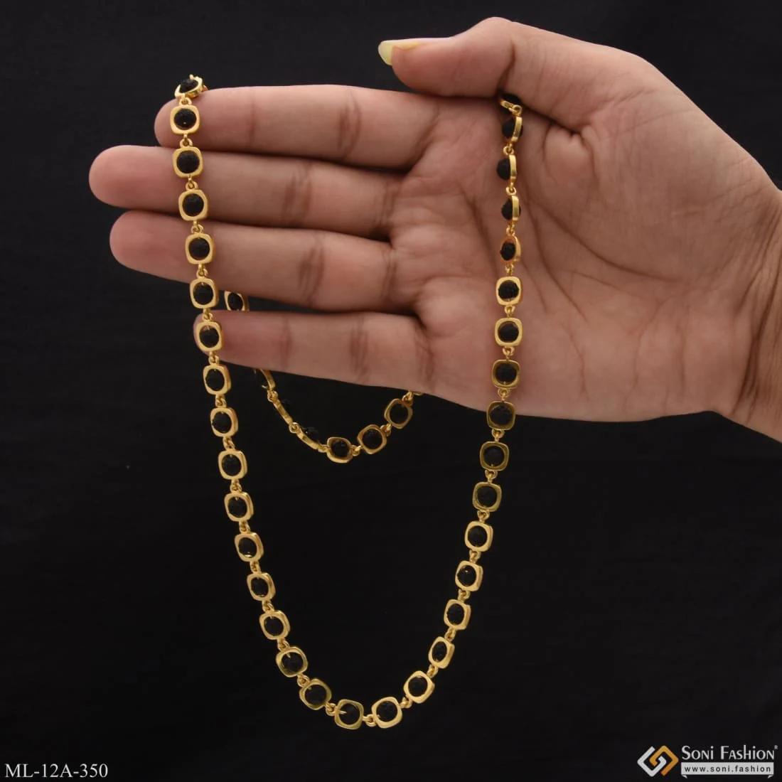 Superior Quality High-Class Design Gold Plated Rudraksha Mala for Men - Style A350