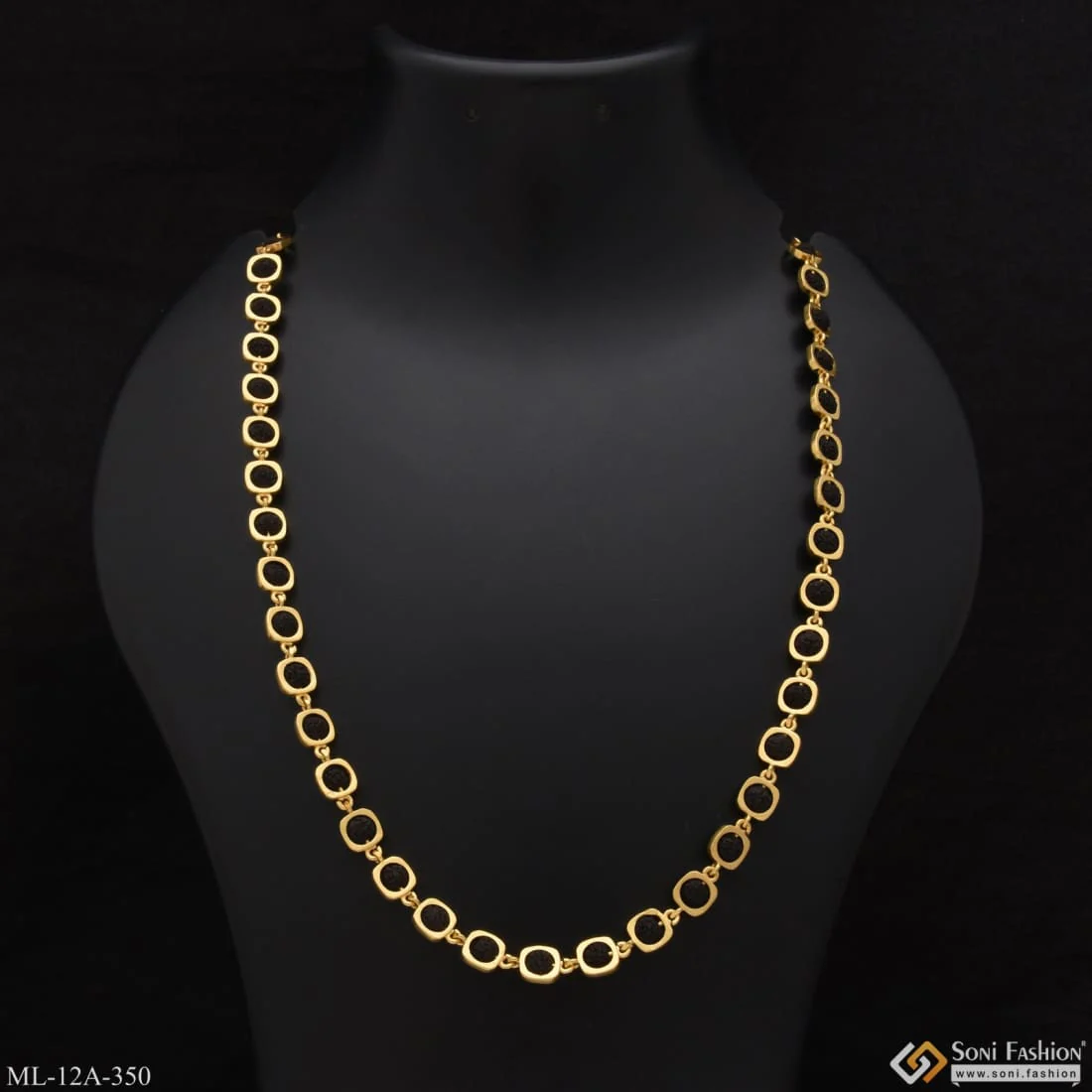 Superior Quality High-Class Design Gold Plated Rudraksha Mala for Men - Style A350 - Image 2