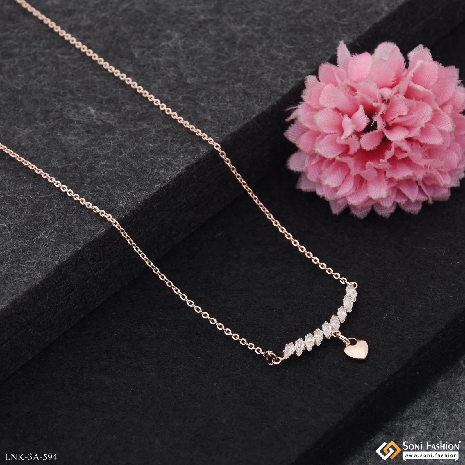 Superior Quality Rose Gold Color Necklace for Ladies - Style A594 - Image 2