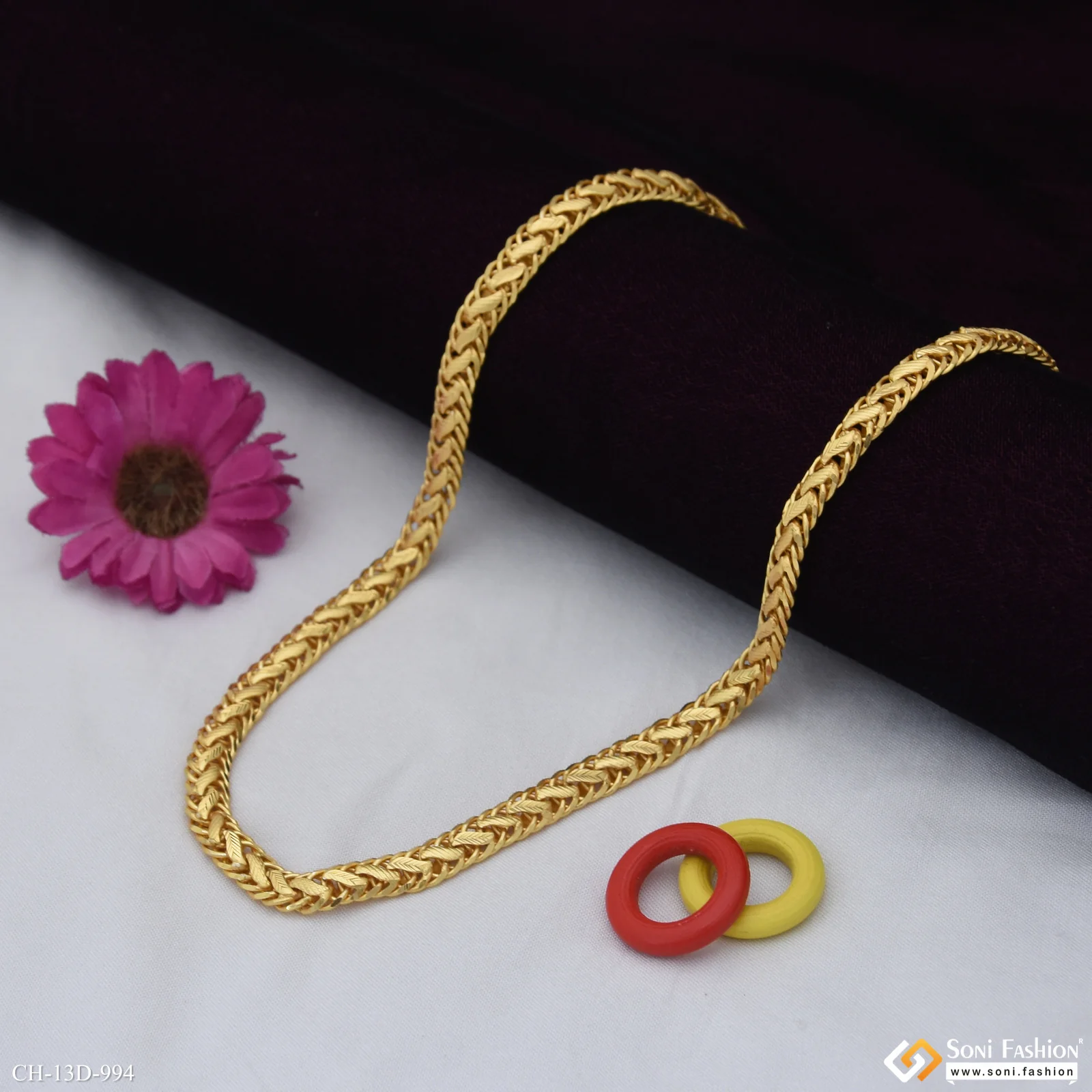 Superior Quality Sparkling Design Gold Plated Kohli Chain for Men - Style D994 - Image 3