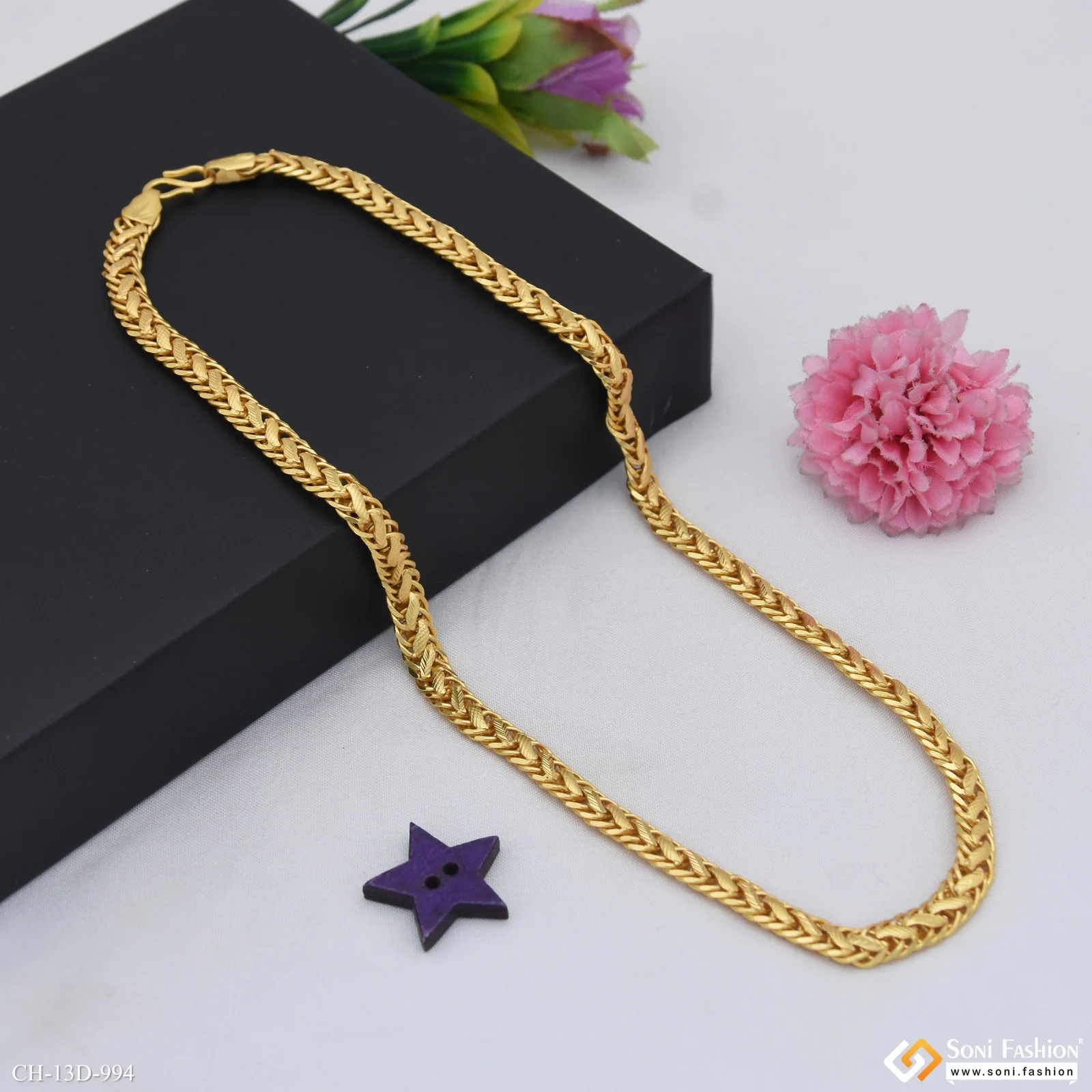 Superior Quality Sparkling Design Gold Plated Kohli Chain for Men - Style D994 - Image 4