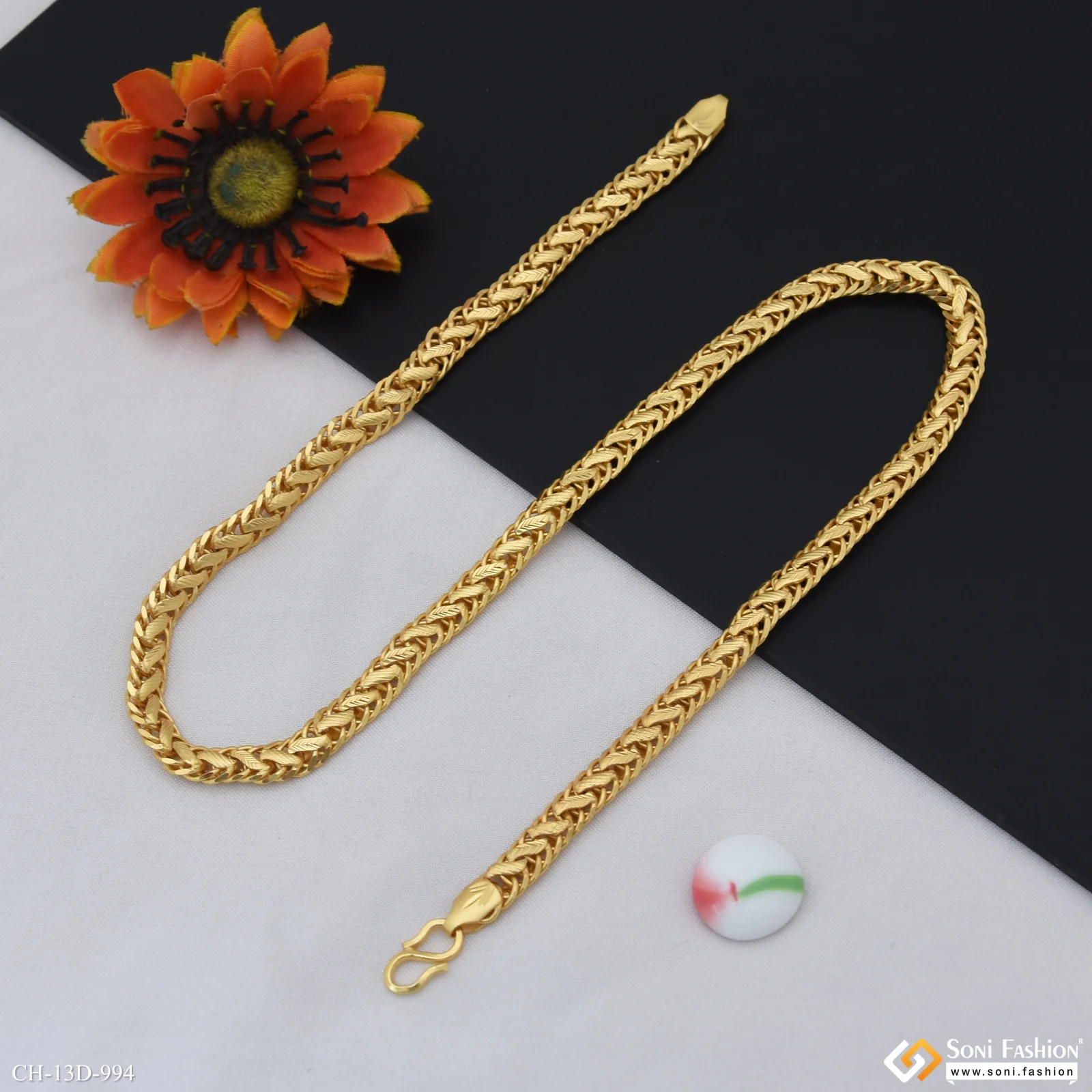 Superior Quality Sparkling Design Gold Plated Kohli Chain for Men - Style D994 - Image 5
