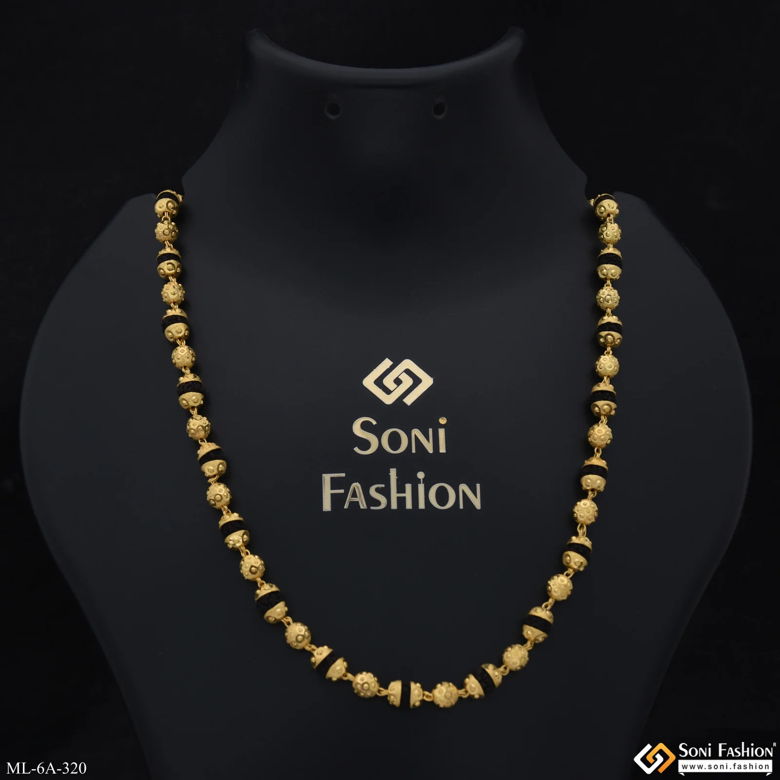 Superior Quality Sparkling Design Gold Plated Rudraksha Mala for Men - Style A320 - Image 2
