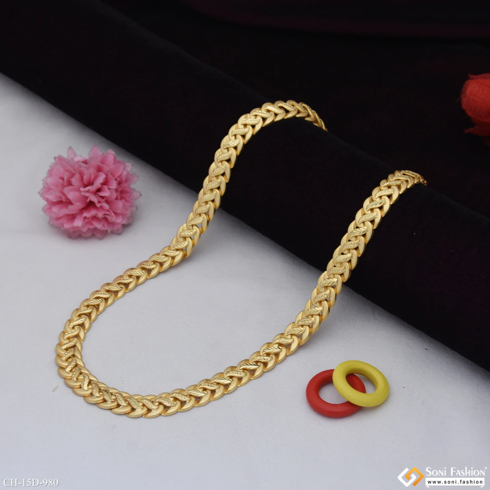 Superior Quality Unique Design Gold Plated Pokal Chain for Men - Style D980 - Image 4