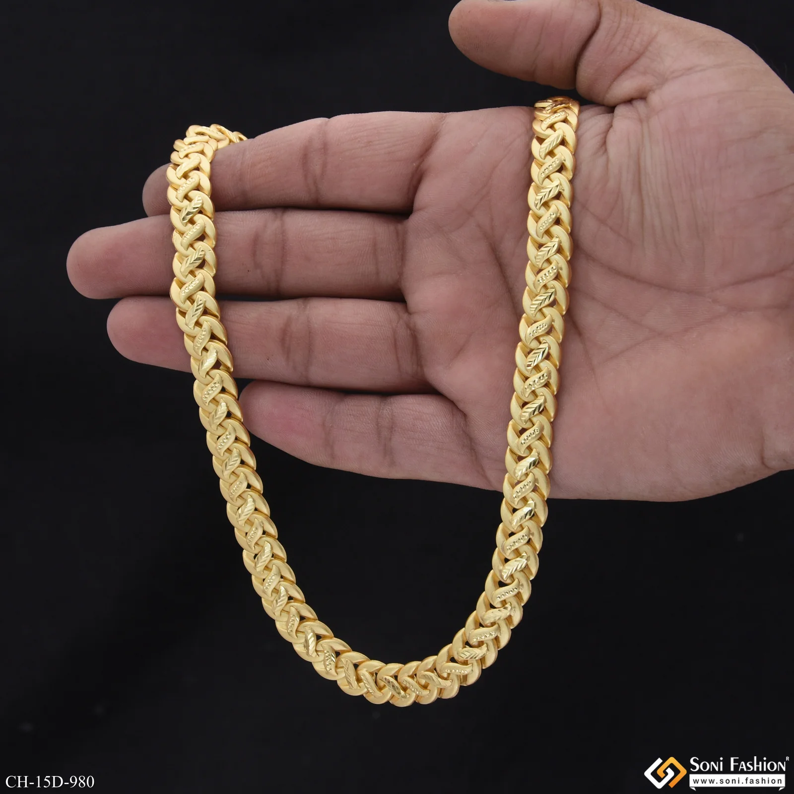 Superior Quality Unique Design Gold Plated Pokal Chain for Men - Style D980 - Image 6