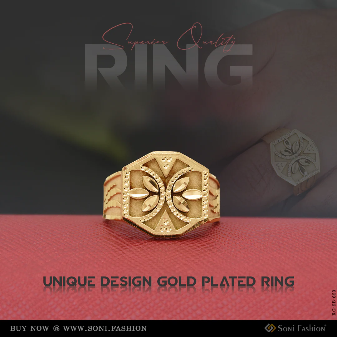 Superior Quality Unique Design Gold Plated Ring for Men - Style B663