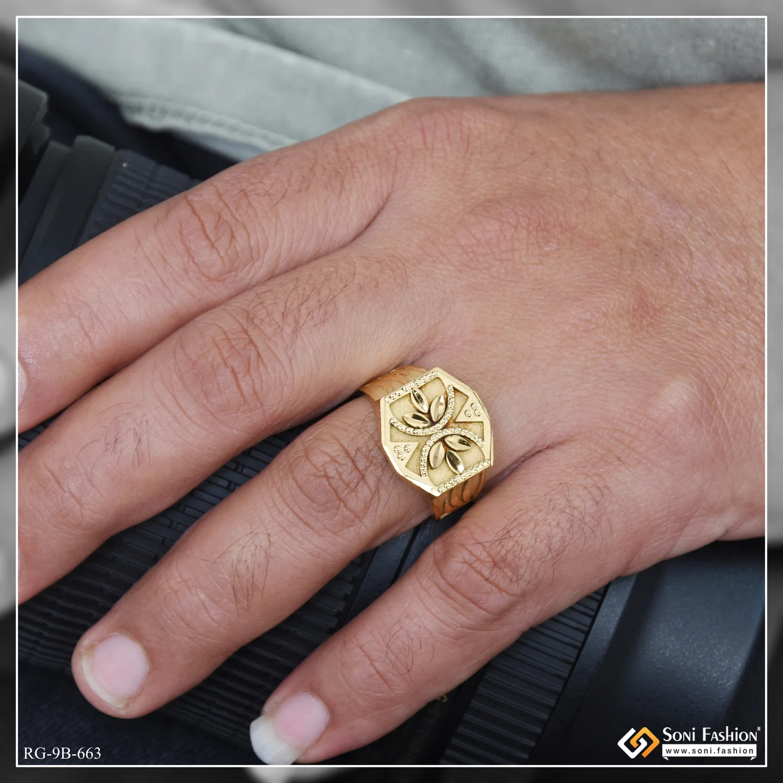 Superior Quality Unique Design Gold Plated Ring for Men - Style B663 - Image 2