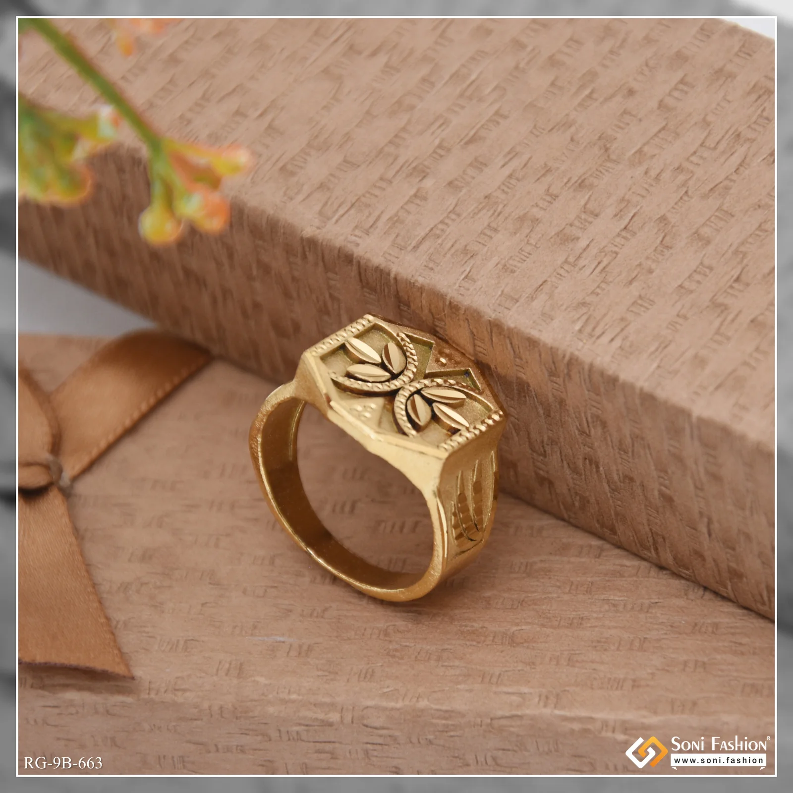Superior Quality Unique Design Gold Plated Ring for Men - Style B663 - Image 5