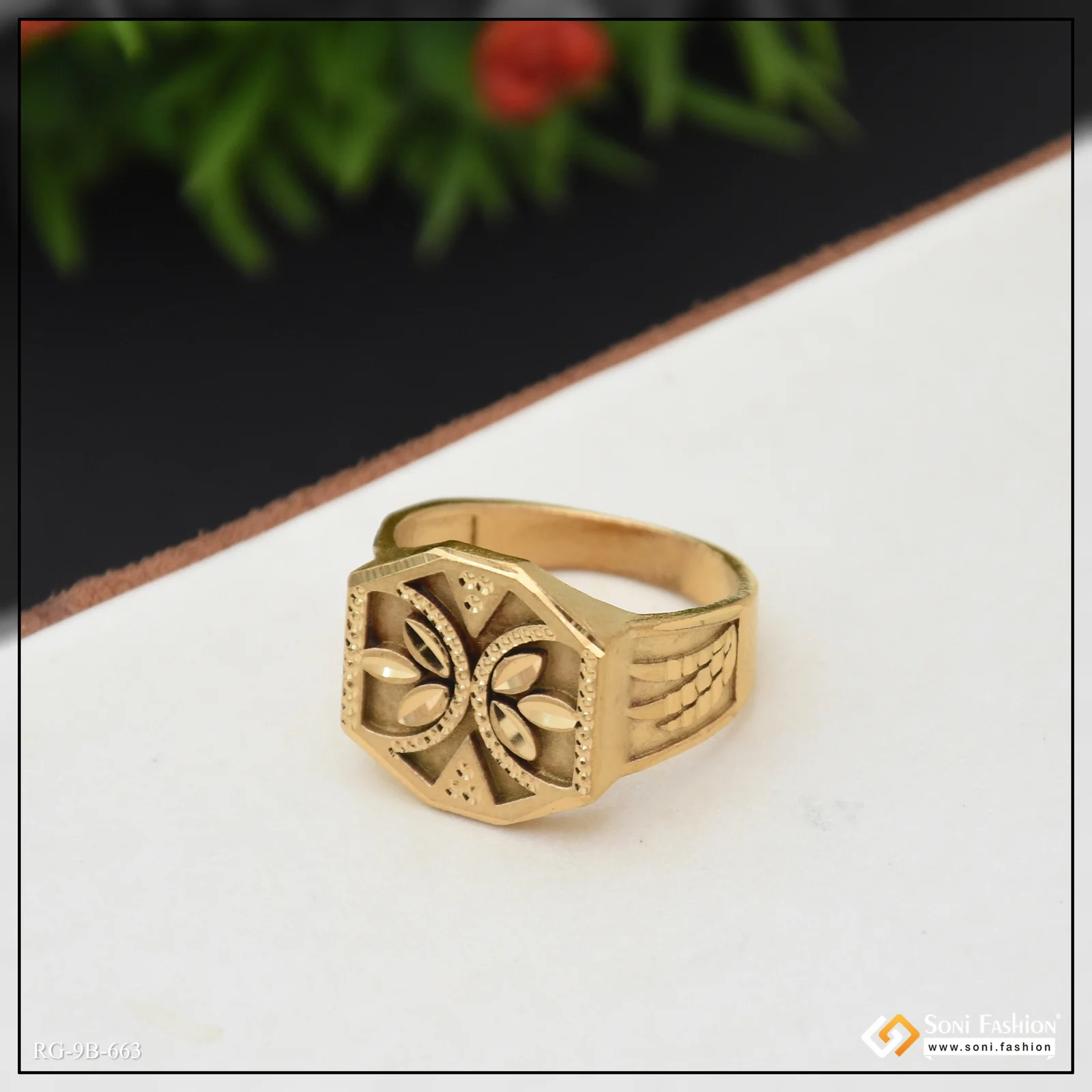Superior Quality Unique Design Gold Plated Ring for Men - Style B663 - Image 6