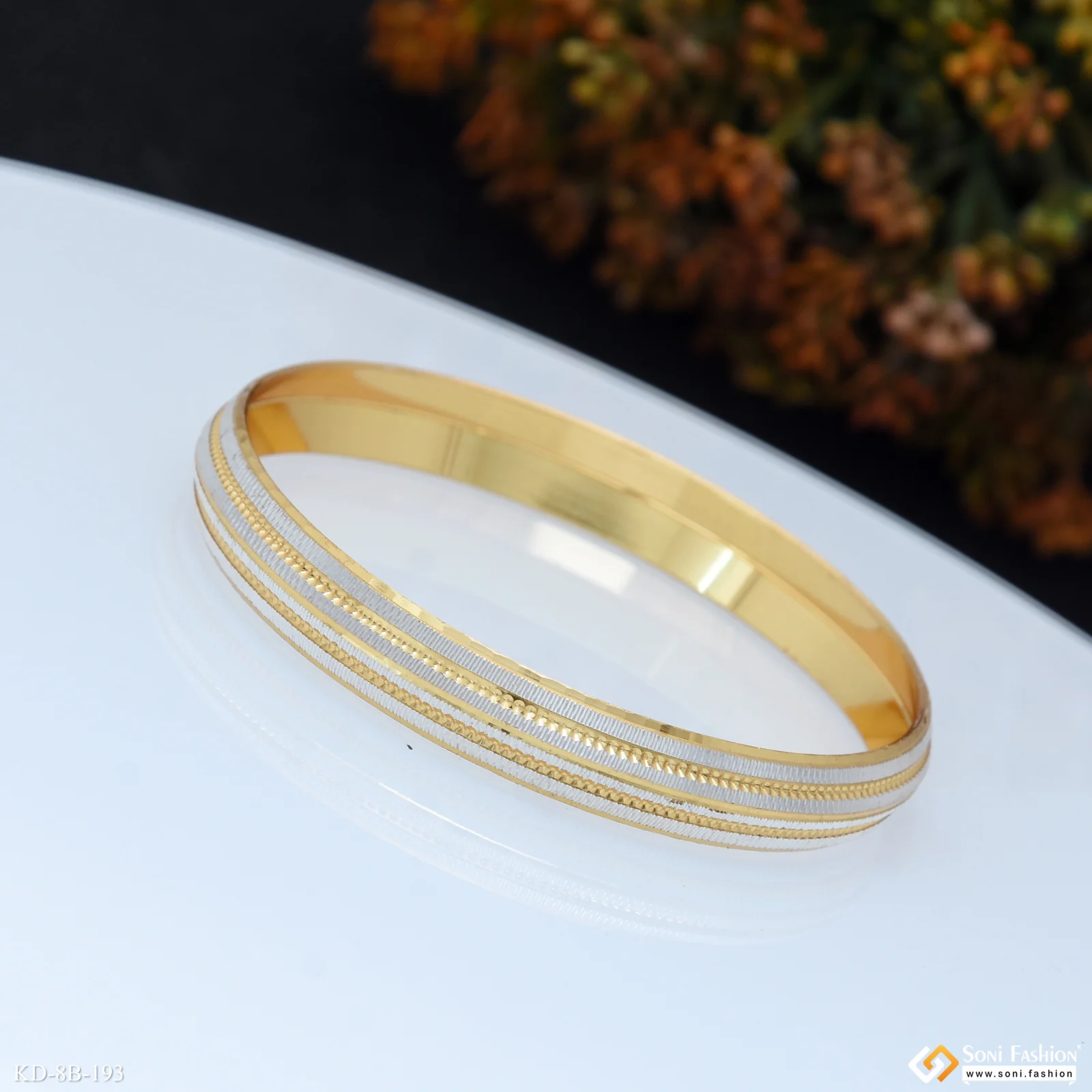 Superior Quality Unique Design Golden & Silver Color Punjabi Kada For Men - Style B193 - Image 3